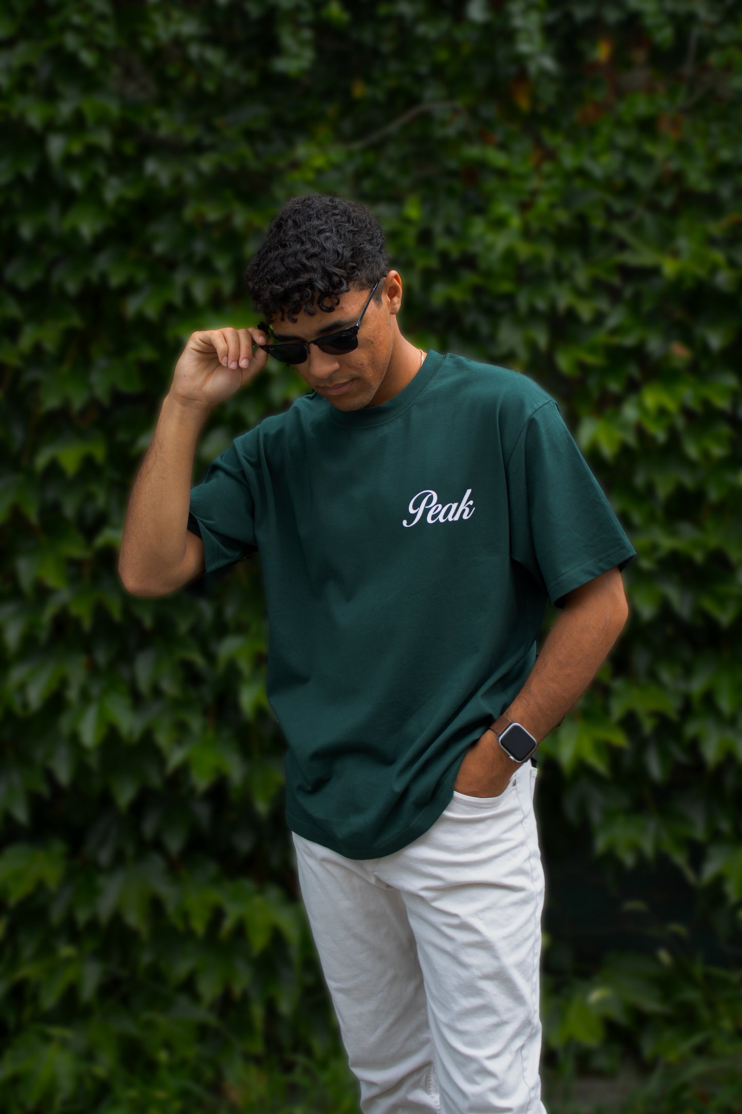 'Peak Insignia' Heavy Tee | Dark Green