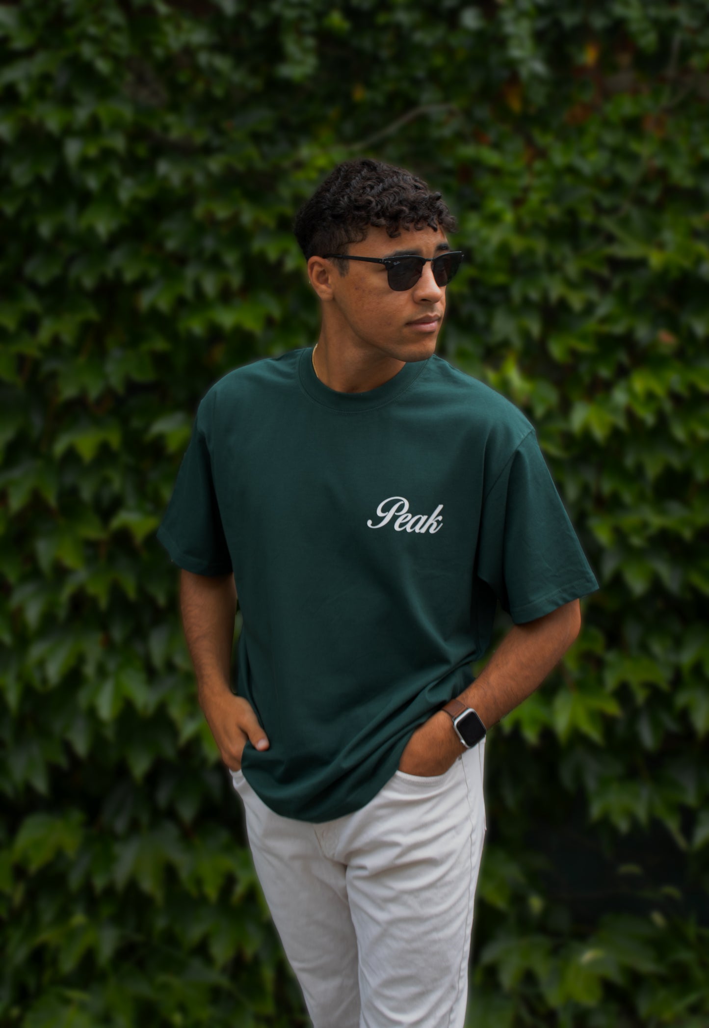 'Peak Insignia' Heavy Tee | Dark Green